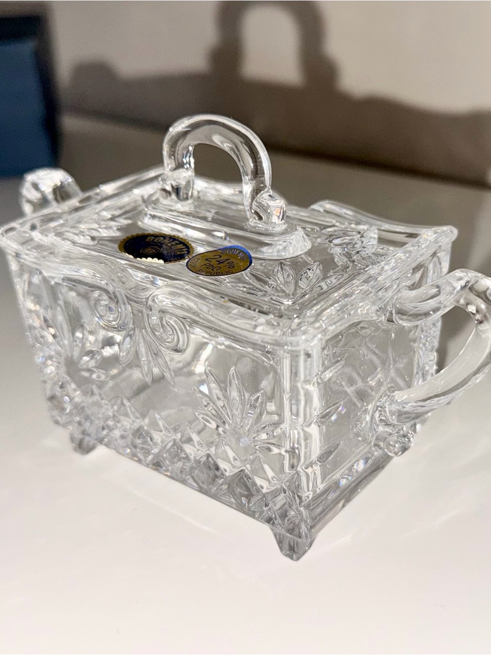 Brand New Bohemia Crystal Lead Crystal Sugar Bowl / Candy Dish with Lid
